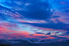 Zonsondergang boven-Sunset above-Sonnenuntergang über-Bakkagerdi-IJsland-Iceland-Island