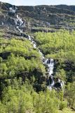 Waterval langs de weg naar Oppdal-Waterfall near Oppdal-Wasserfalle bei-Oppdal-Noorwegen-Norway-Norwegen